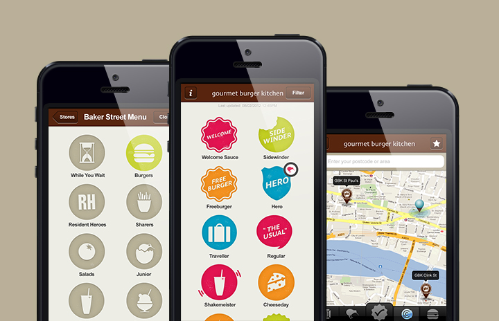 Gourmet Burger Kitchen app on devices